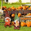 Estacas Decorativas de Metal para Jardín Exterior con Figuras de Gnomos Sosteniendo Calabazas Esculturas Creativas de Arte para Césped para Exhibición en Patio y Jardín