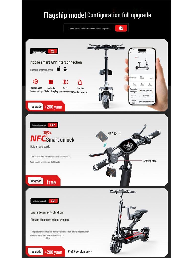 Hirop Adult Folding Electric Scooter, 10-Inch Aluminum Alloy, Two-Wheel Ride-On