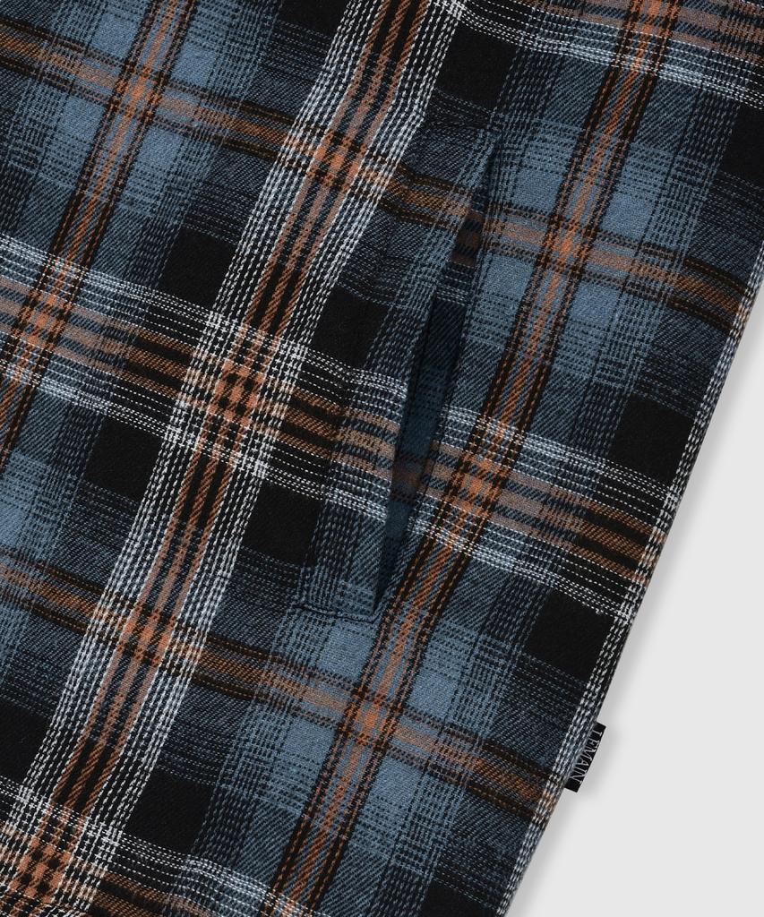 Lemain Second Oversized Flannel Pocket Check Hooded Jacket [Indie Blue]