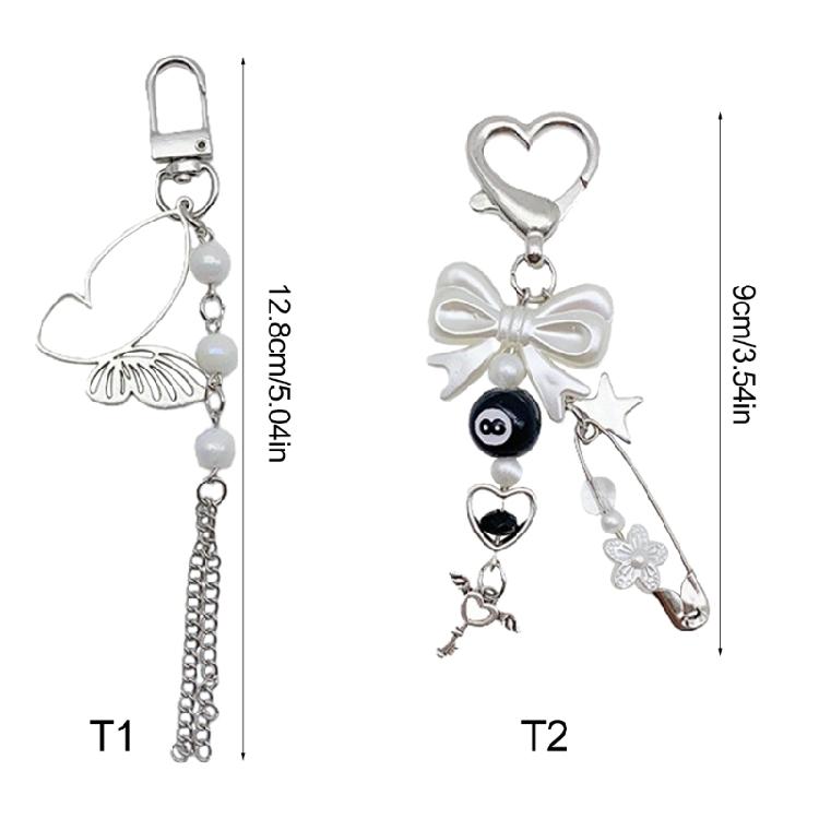 Sweet Bowknot Phone Chain Ornament Heart Beaded Cellphone Pendant Phone Lanyard