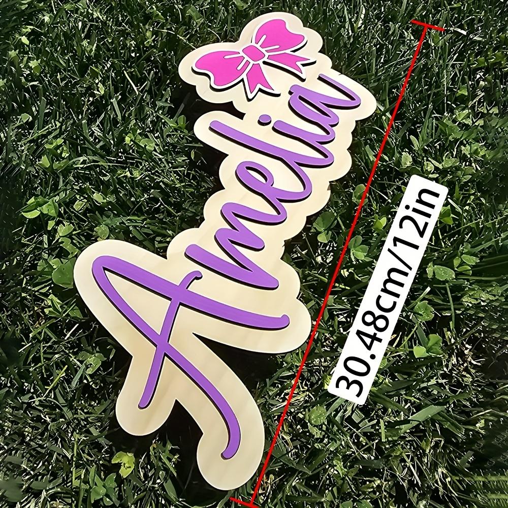 Personalized Baby Girl Nursery Name Sign - Custom Cursive/Block Letters Wood Door Hanger with Bow - Wood Baby Name Tag & Nursery 30x20cm