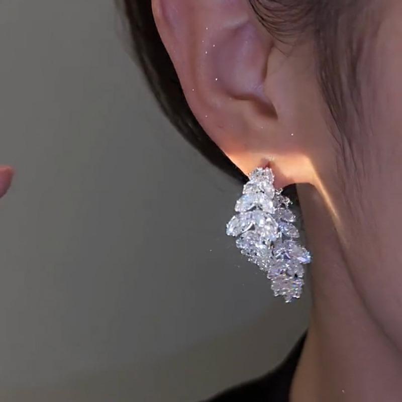 GemChic Women's Earrings Embed Zircon Twigs With Double-Sided Earrings Light Luxury Ear Stud Needle Fashion Earrings Birthday Christmas Jewelry Gift