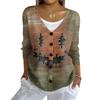Women's Fashion Casual Knit Sweater Button-Up Halloween Printed  Cardigan Jacket