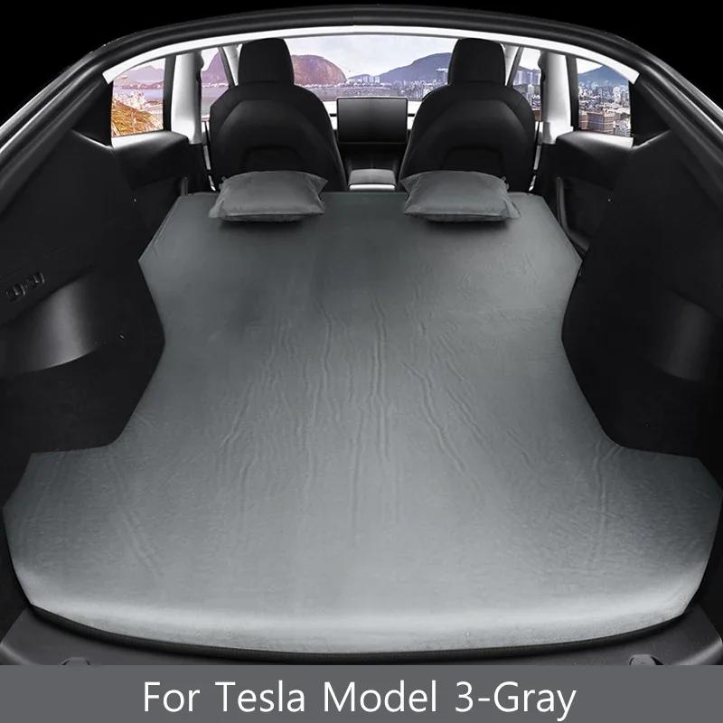 Outdoor Camping Inflatable Special Suede Fabric Car Travel Bed for Tesla Model 3 Y Portable Air Pump 2 Pillows Car Accessories