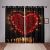 2-delt rose kjærlighet hjerte gardin valentinsdag tema rød romantisk blomster gull stjernelys stue soverom vindusdekor