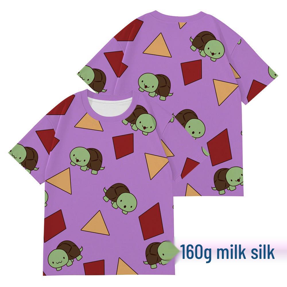 

Пижамные брюки ZOEY Purple Turtle в стиле K-pop - Молочный шелк, Свободный крой, Мультяшный дизайн, Прямая штанина. 130