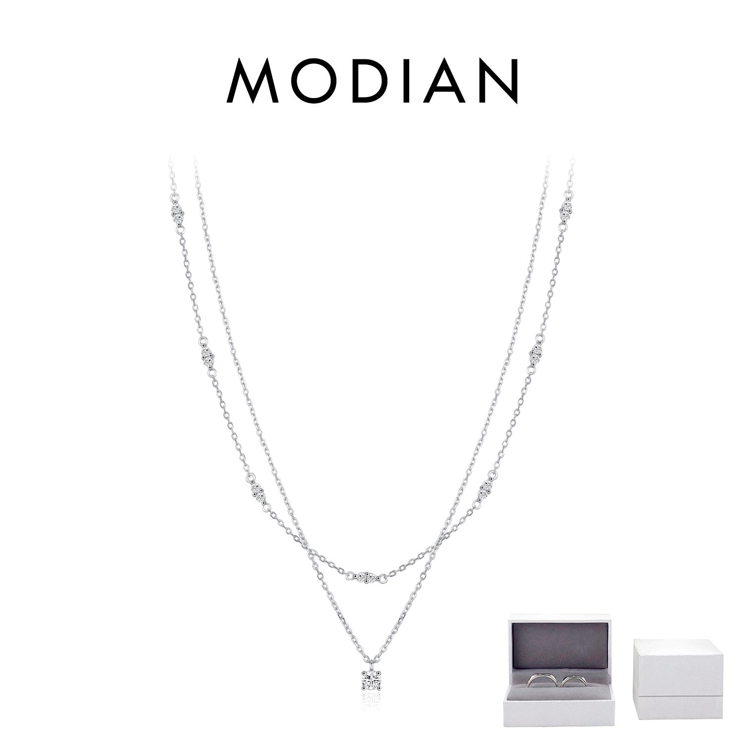 

Moissanite D Color Double Layer Pendant Necklace 925 Sterling Silver Round Stylish Choker Necklace For Women Jewelry