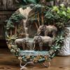 1 Piece 2D Wooden Hanging Sign Vintage Elephant Theme 8 Inch Round Sign Home Bar Garage Cafe & Garden Lucky Pray Elephant Decor