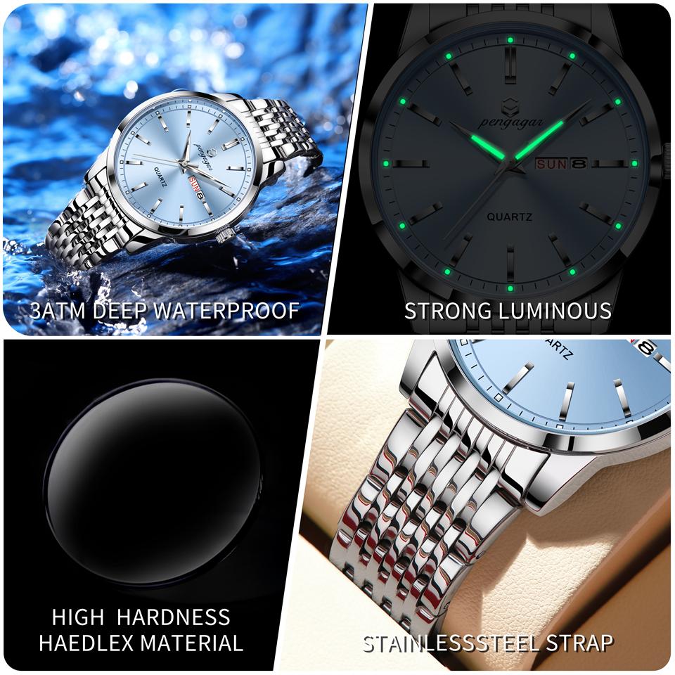 Top Brand Luxury Man Wristwatch Waterproof Luminous Date Men Watches Stainless Steel Quartz Watch