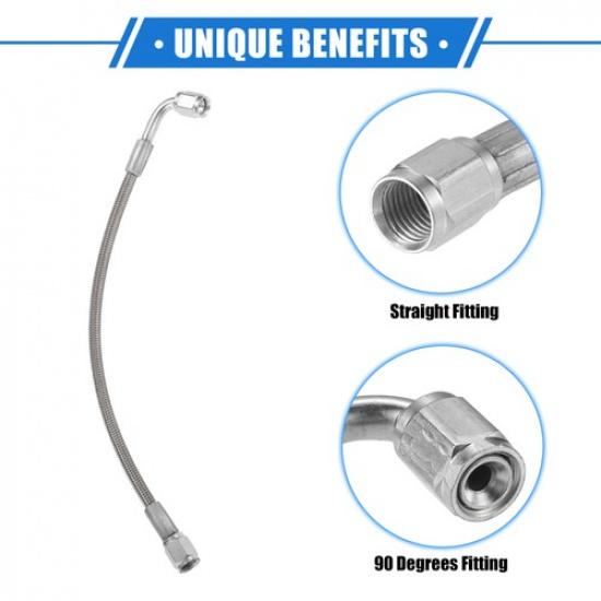 Single Car AN3 Turbo Oil Feed Line 90 Degree to Straight Hose End Universal