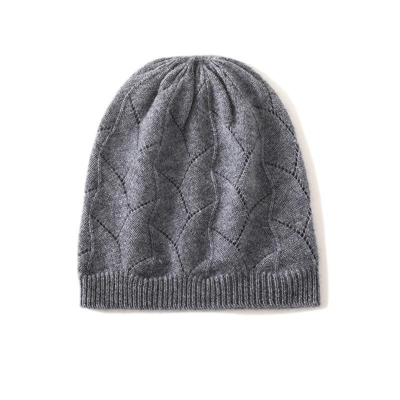 Cashmere Autumn and Winter New Style Women's High End Solid Color Cable Thickened Warm Fashion Knitted Casual Hat