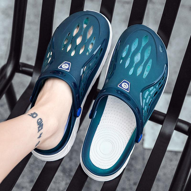 Fashion Men's Sandals Summer Wear Hole Shoes Sports Dual-purpose Driving Cool Slippers Vietnamese Baotou Non-slip Beach Shoes Men
