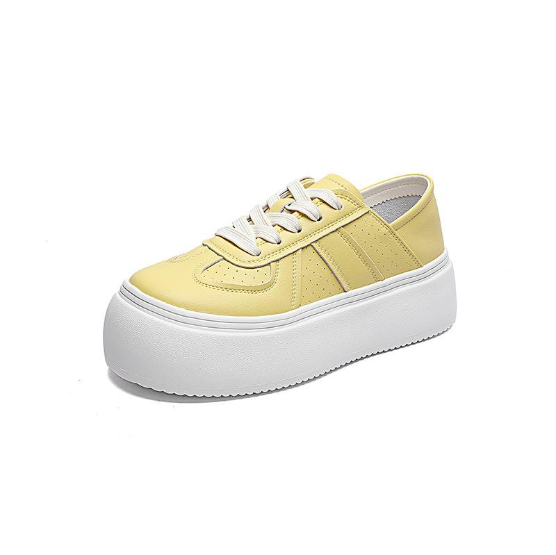 Korean Version of Platform White Shoes Women's 2025 Spring and Summer Thin Leather Breathable and Comfortable Casual Shoes Two Wear Shallow Mouth Ger