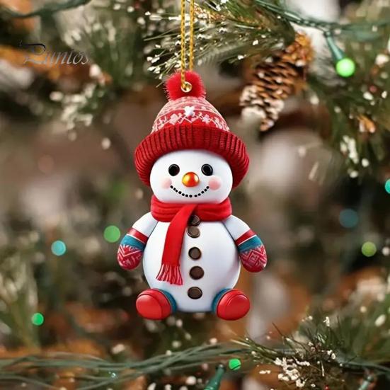 Christmas Ornaments Cartoon Snowman/Santa Xmas Tree Hanging Decoration Holiday Acrylic Decor for Christmas Valentine's Day Winter Party Supplies