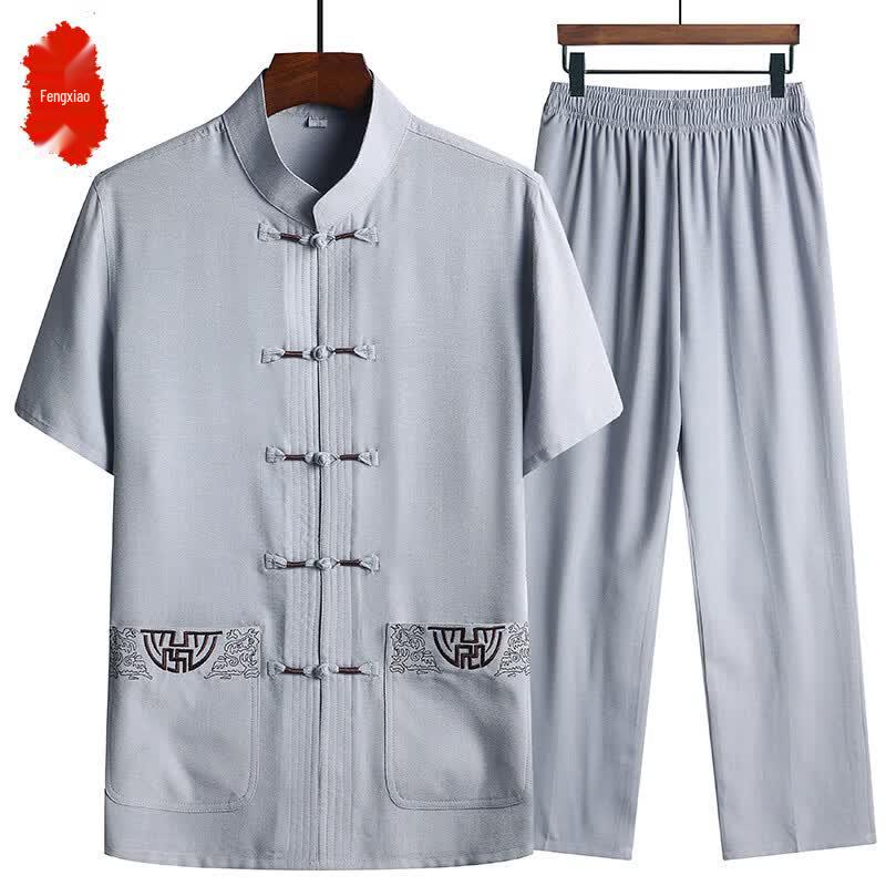 Men's Chinese Style Short-Sleeved Tang Suit