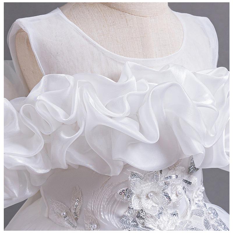 Girls Kids Princess Long Tulle Dress Birthday Party Formal Occasion Dress