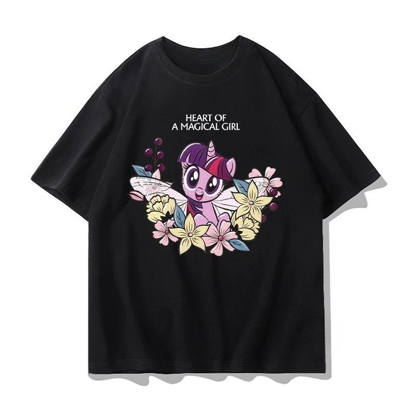

2026 summer new New cotton shortsleeved Tshirt for cartoonstyle Little Pony style relaxed fit loungewear style shirt S