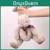 Plush Rabbit Toy With Checkered Bow Decor For Kids Gift And Home Decor