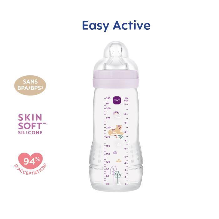 Baby Bottle - MAM BABY - Easy Active - +6 Months - 330 Ml - Teat Flow X - Lilac