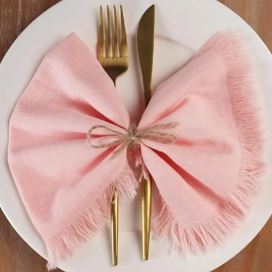 50 Peças Guardanapo de Mesa Algodão Verde Sálvia Gaze Toalha Rústico Páscoa Suprimentos para Casamento Decoração e Acessórios para Mesa de Festa de Aniversário