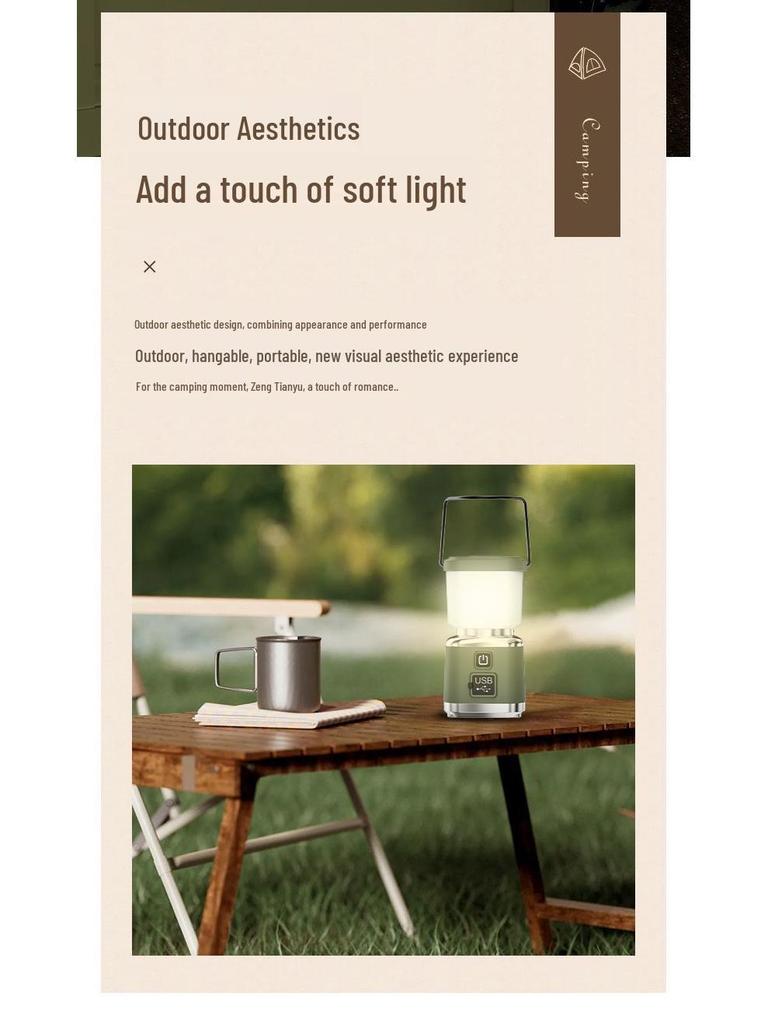 Multi-functional Outdoor Tent Light with Stepless Dimming and Portable Hook for Long-lasting Ambiance Lighting