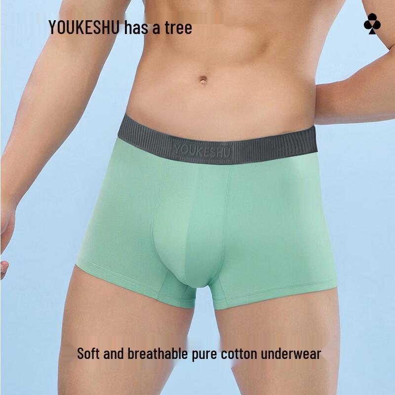 Youkeshu Men's 7A Antibacterial Cotton Boxer Briefs 3-Pack
