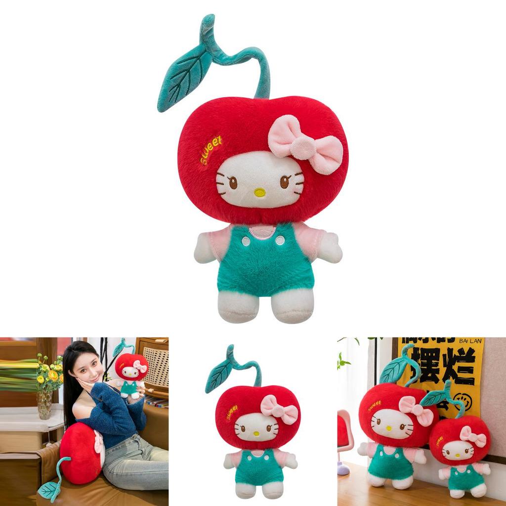 Cherry Bow Decoration Plush Toy Cute Character Stuffed Animal For Girls Kids Playroom