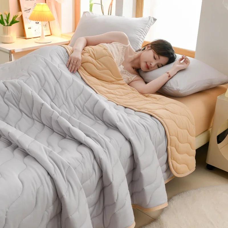 New Floral Spring Summer Blanket And Pillowcase Soft Skin-Friendly Single Double Quilt Knitted Breathable Air Conditioning Duvet