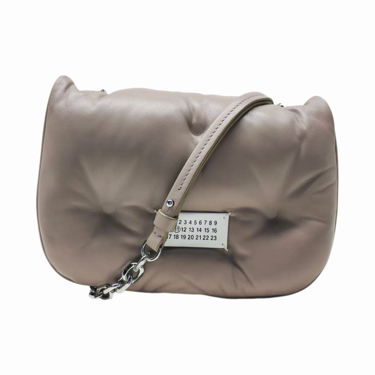 

Maison Margiela Chain Strap Logo Patch Leather Shoulder Crossbody Bag Women bags Gray S56WG0181P4300T4315 Basic Set (Bag+Dust Bag)