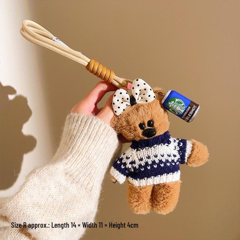 Charming Plush Pendant Keychain: Little Bear & KT Cat Duo