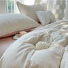 Fine Stripe Printed Bedding Set Washed Skin Friendly Naked Sleeping Comforter Cover Sets Comfortable Breathable Duvet Cover Kit