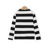 Mengtejiao Girl's Striped Long-Sleeve Denim Overalls 2-Piece Set
