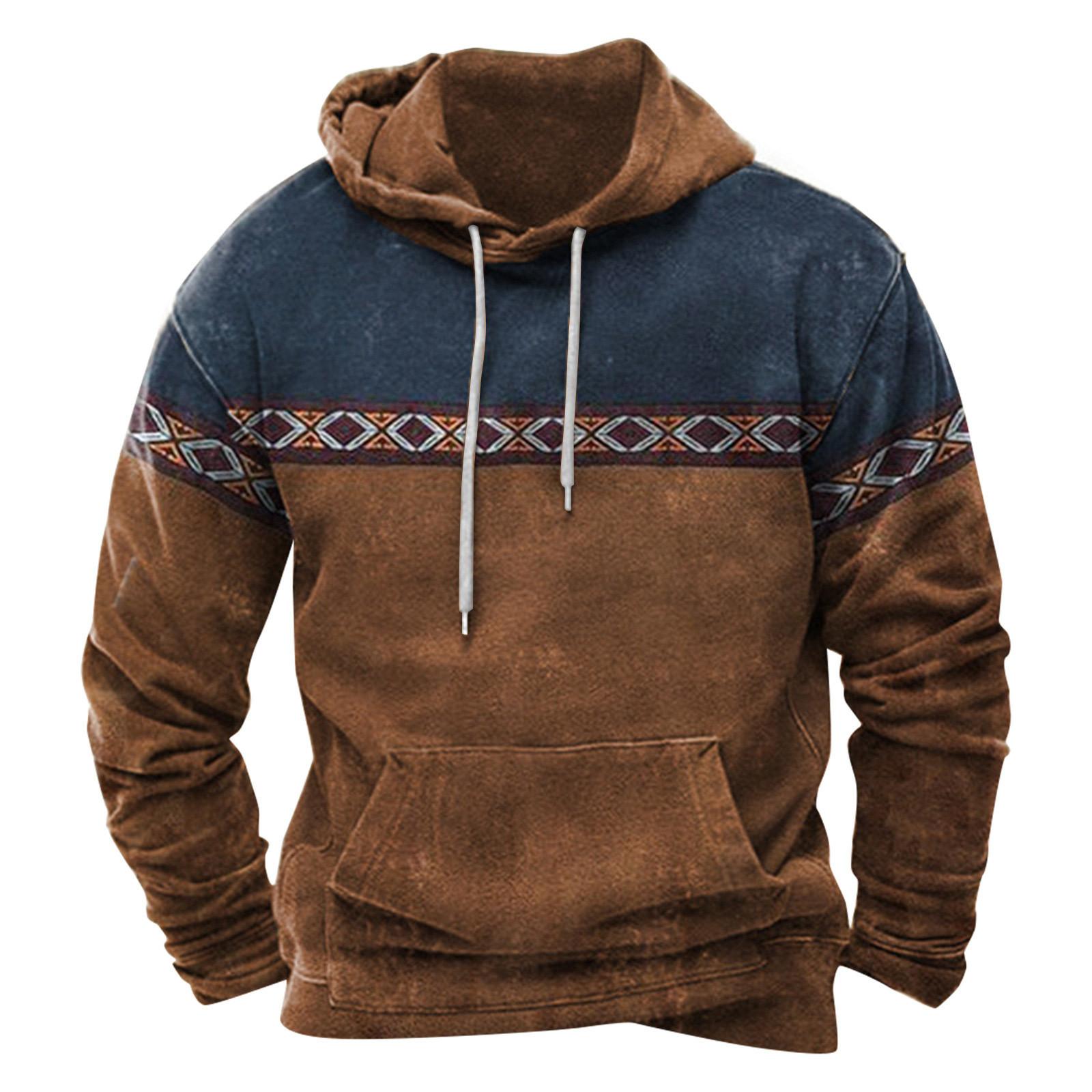 

Модный свободный мужской и женский свитер с капюшоном с длинным рукавом и принтом XL коричневый