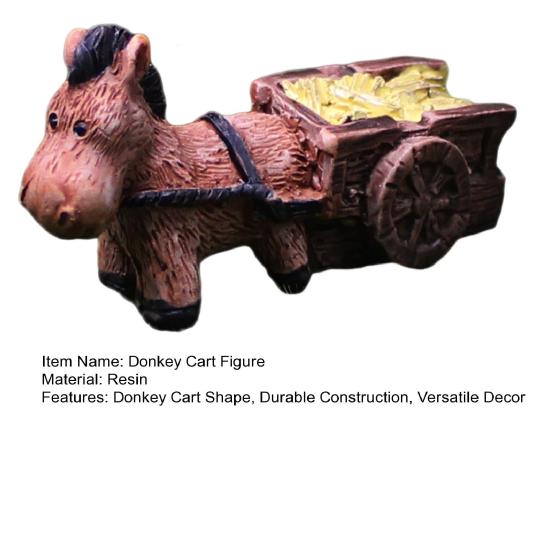 Donkey Cart Figurine Weather-Proof Donkey Trolley Statue Small Garden Decoration