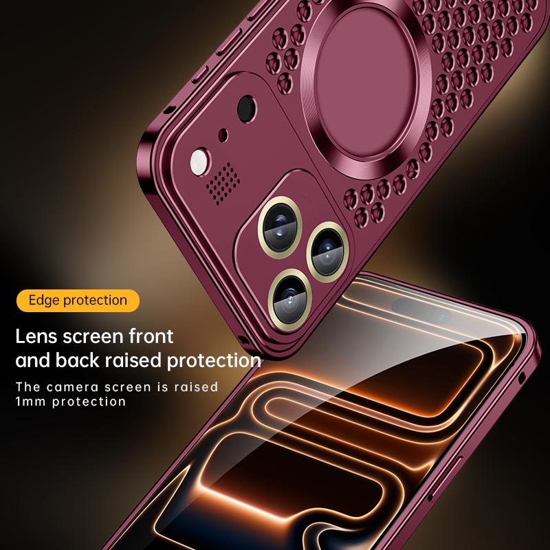 Fodral för iPhone 18 Pro Max 18 Pro Aluminium Metall Aromaterapi Magnetiskt Skydd Heltäckande Skydd Värmeavledning Bakskal