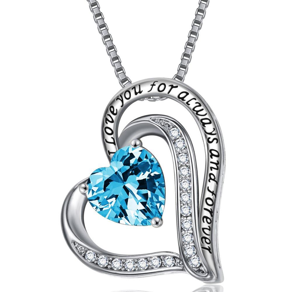 

Я люблю тебя навсегда и навечно Ожерелья с подвесками с камнями по месяцу рождения для женщин Юбилей Рождество День святого Валентина Циркон Подарок WHITE