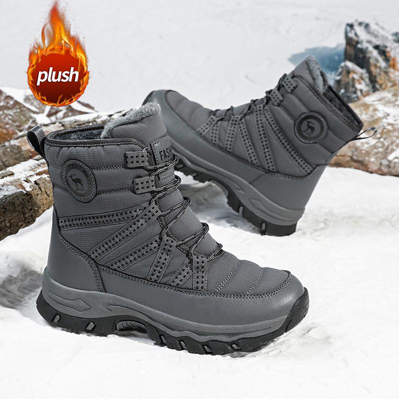 Pelzgefütterte Schneestiefel Damenmode High-Top Stiefel Warme Winter Outdoor Schuhe zum Wandern, Spazierengehen, Trekking Rutschfeste Plüsch-Baumwollschuhe