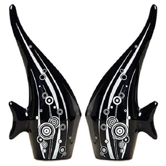 

Керамическая Современная Минималистичная Черная Фигурка Рыбки-Пузыря|Красивый Домашний Декор-(Набор из 2 шт., Черный)