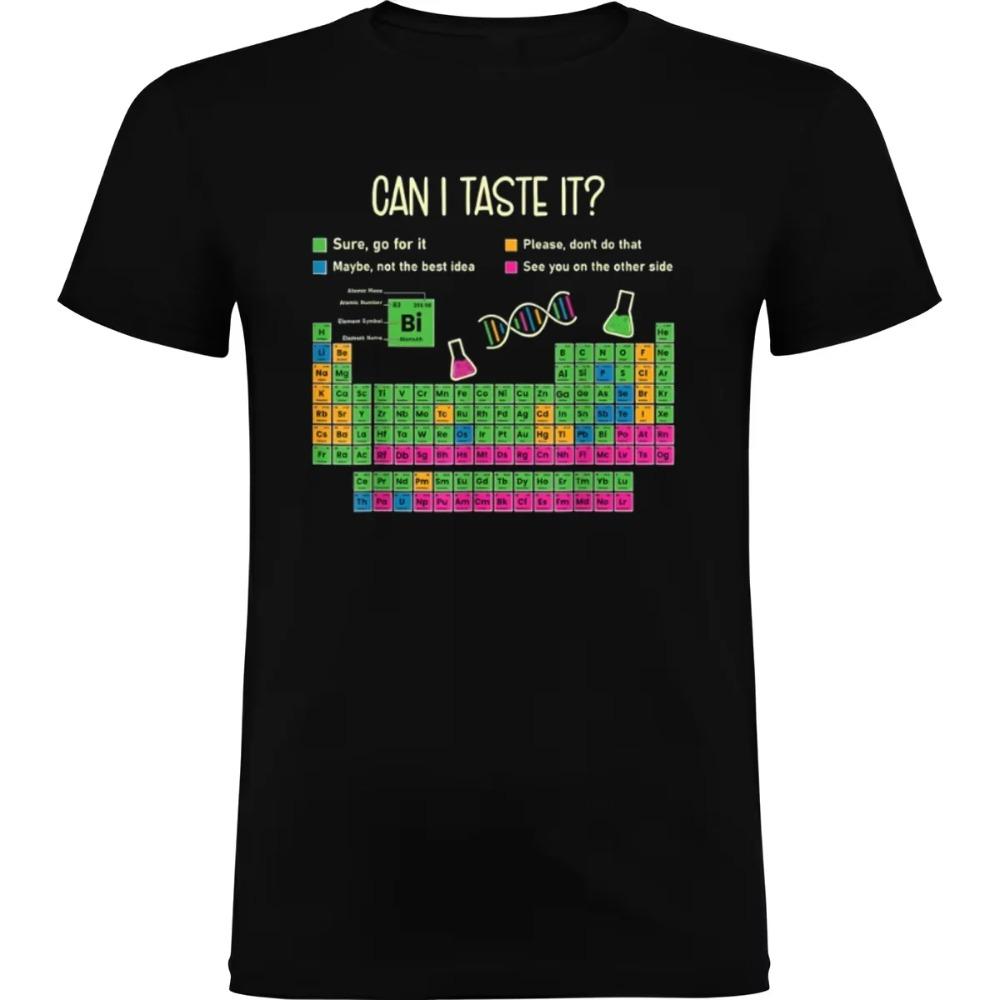 2025 Summer Can I Lick It Periodic Table Chart Science Teacher Cool Funny Meme 100 Pure Cotton Printed Tshirt for Men Tops Y2k