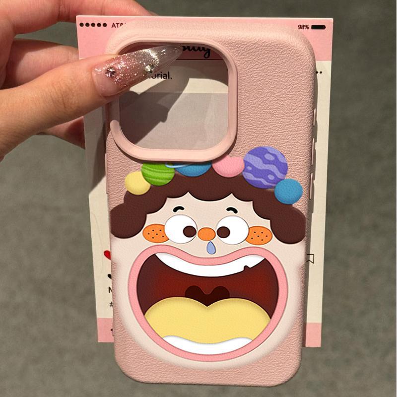 Big Face Girl für Apple 16promax/15 Handyhülle 14plus Litschi-Muster 13p Weiche Hülle 12 Sturzsicher 1