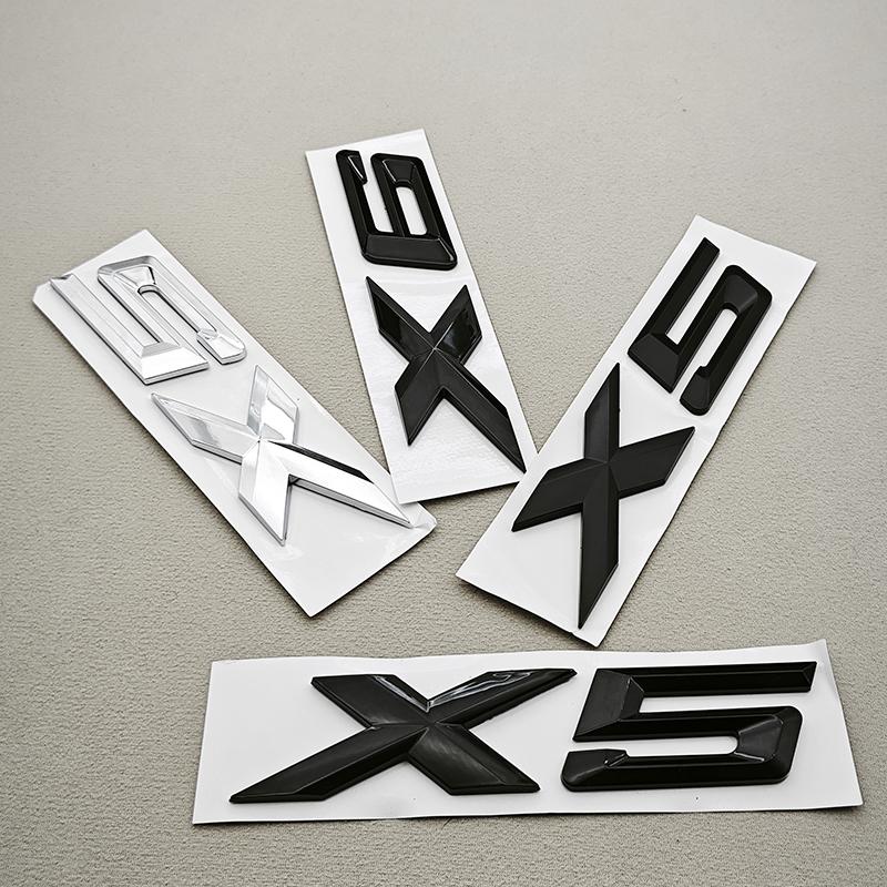 3D ABS Black Chrome Car Letters Rear Trunk Badge X5 X6 Logo Emblem Decals For BMW X5 X6 F15 G05 F16 G06 Sticker Auto Accessories