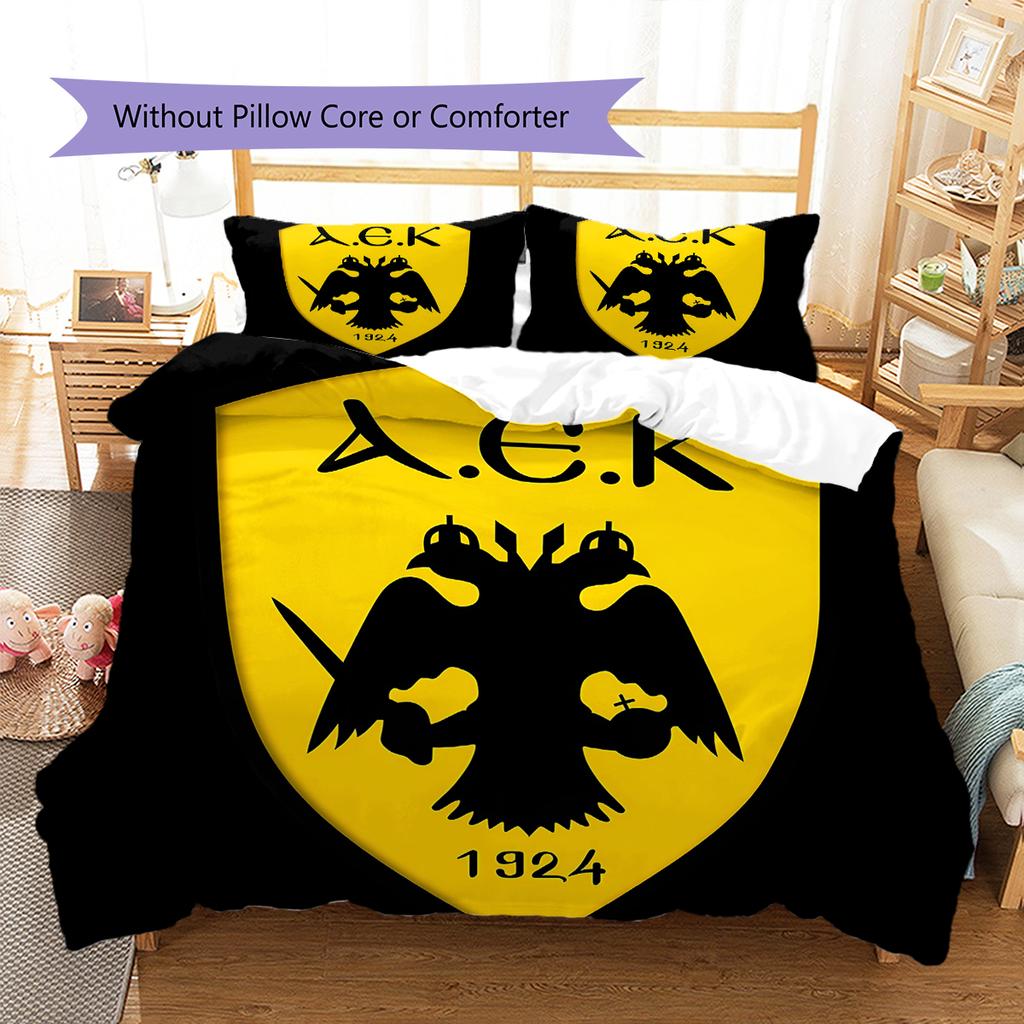 AEK Athens Football Club LogoPattern Bedding,Quilt Set Quilt Cover Pillowcase Home Birthday Gift (1 * Duvet Cover + 2 * Pillowcase, Without Core)