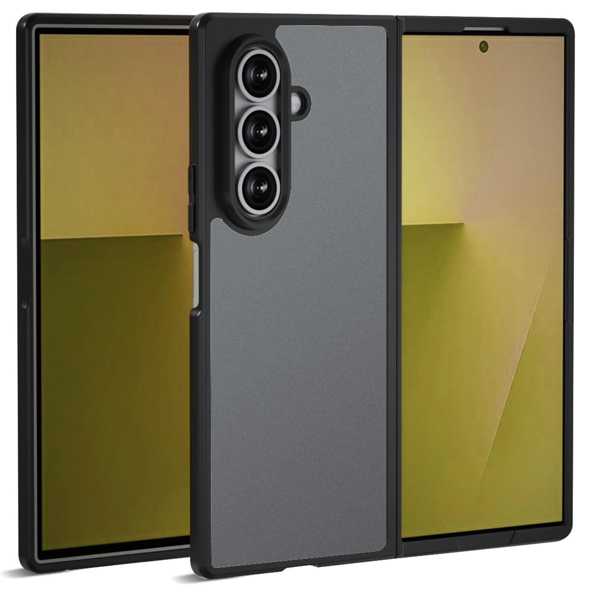

IBMRS For Samsung Galaxy Z Fold7 5G Case Soft TPU Frame Hard PC Back Anti-Fall Phone Cover Matte Black