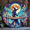 Vintage Tarot Witch Cat Metal Wall Art Halloween Decor Home Office Bar Garage