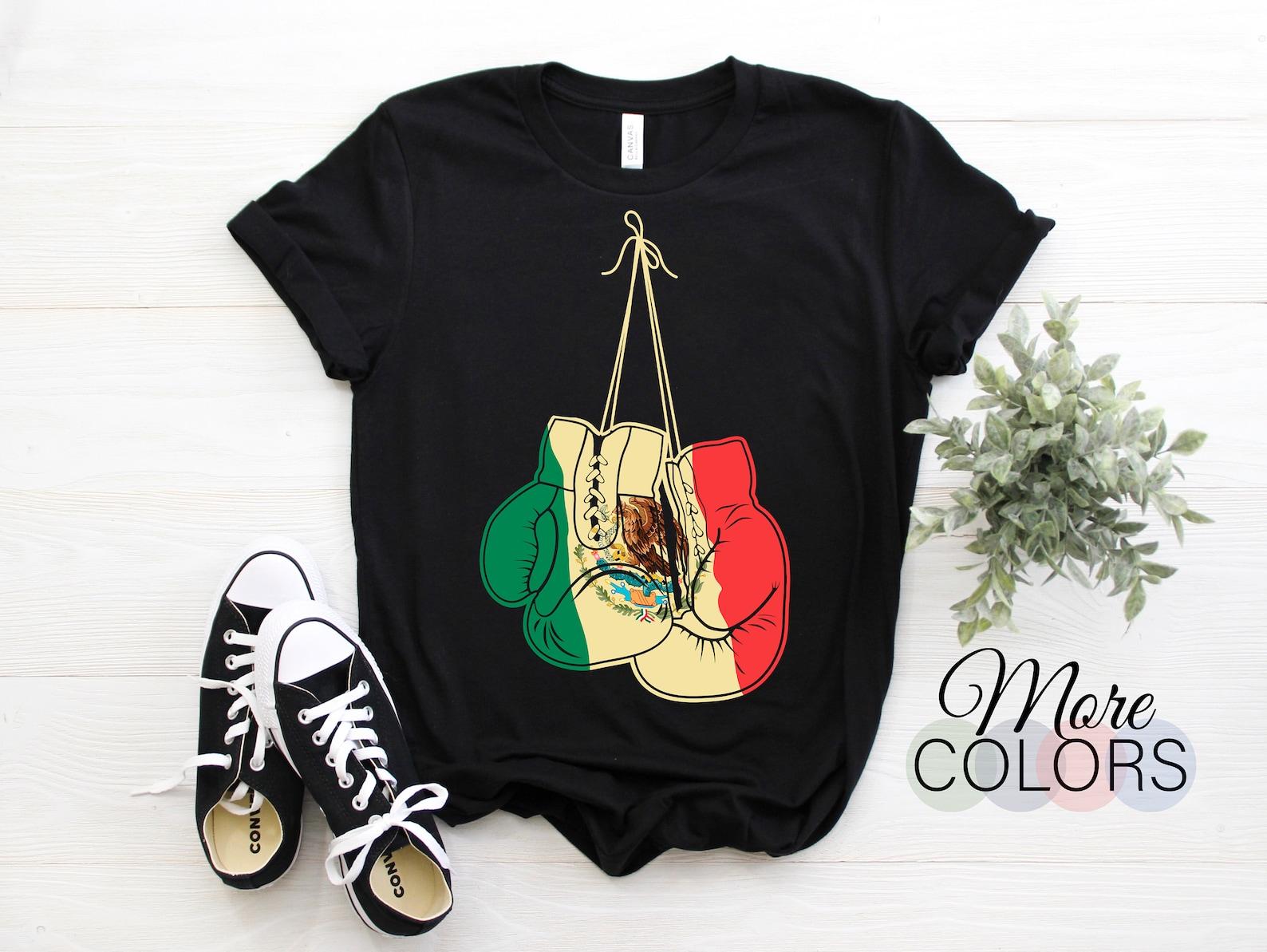 Boxing Mexican Flag Gloves Boxer Coach Gift Mexico T-Shirt, Boxing Sports Lover Christmas Birthday Present, Ring Practice Adults Kids, 130