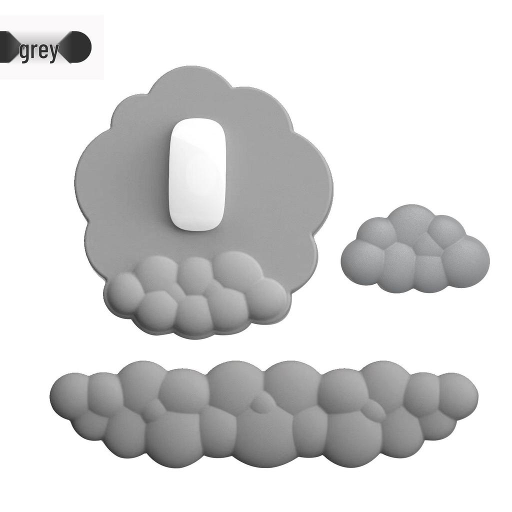 Cloud Leather Mouse Pad & Memory Foam Wrist Rest - Non-Slip Silicone Keyboard Support