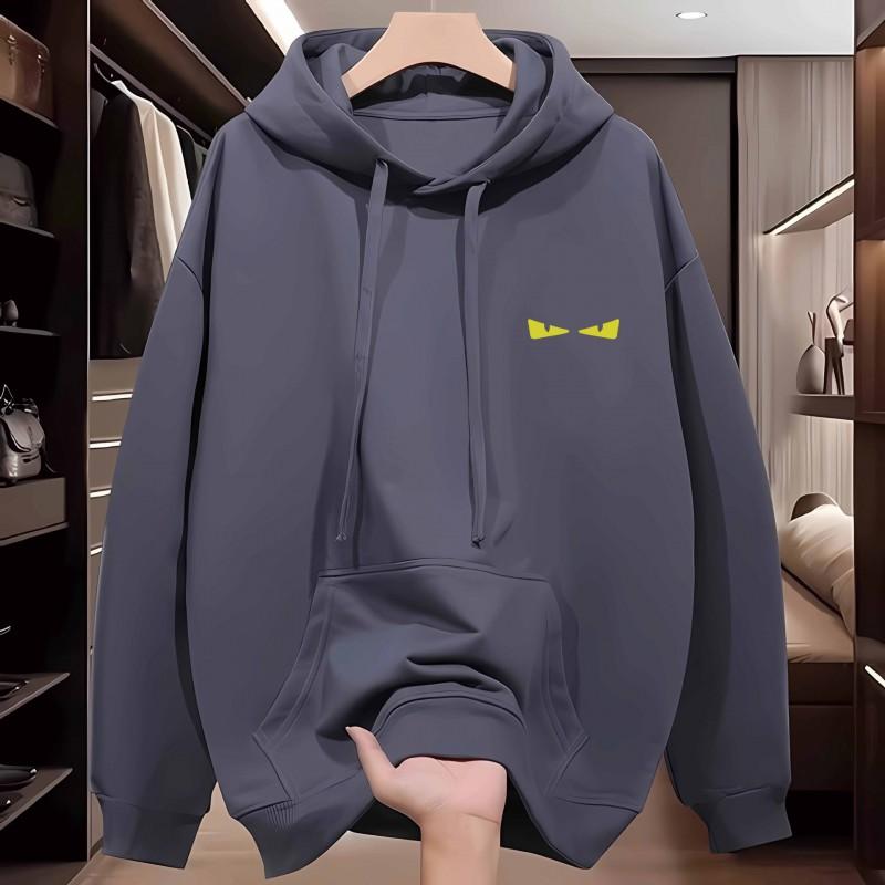 Felpa con cappuccio oversize da uomo con stampa occhi Casual Streetwear autunnale Pullover in cotone