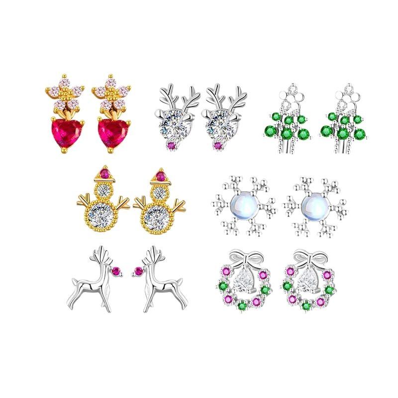 S925 Sterling Silver Gold Plated Grape Purple Zircon Stud Earrings Forest Sweet Niche Design Daily Versatile Girls Ear Ornaments