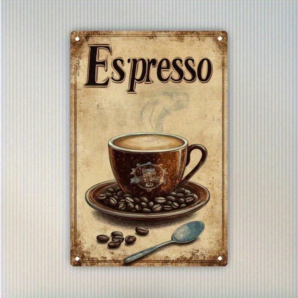 Tin Sign Espresso Wall Art Vintage Cafe Decor Metal Retro Kitchen Bar Rustic 8x12 Inch