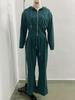 2025 Autumn/Winter European & American Solid Color Hooded Zip-Up Top and Wide-Leg Pants Set